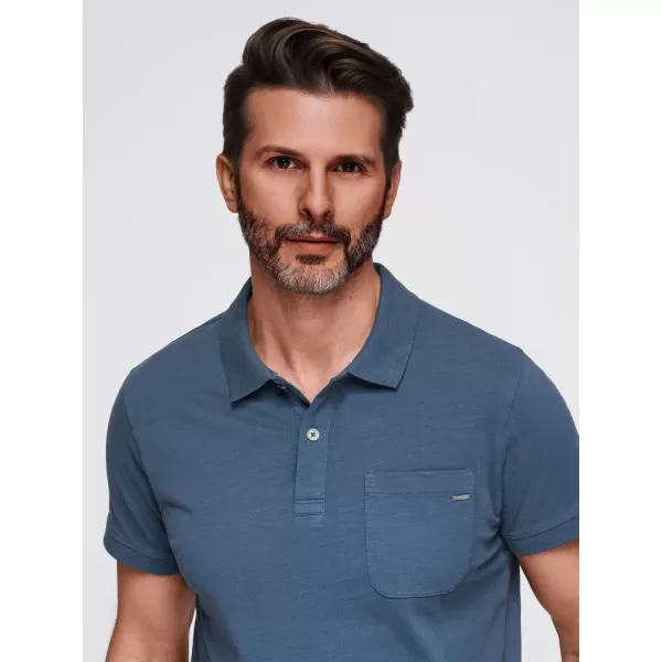  Herren t -Shirt mit einem Kragen OMBRE OM-POWS-0142 DUNKELBLAU 