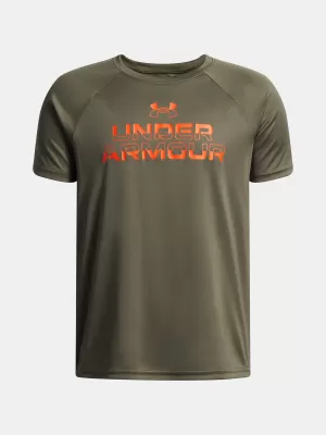 T-Shirt für Jungen UNDER ARMOUR UA TECH SPLIT WORDMARK SS 1383010-390 GRÜN