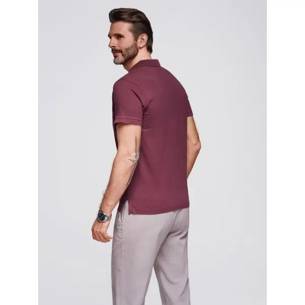  Herren t -Shirt mit einem Kragen OMBRE OM-POWS-0142 KASTANIENBRAUN 