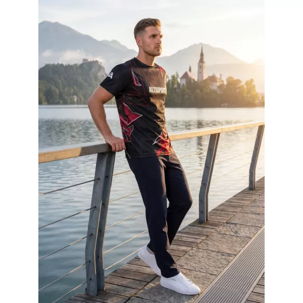  Herren Freizeithemd Premium ALTISPORT VOJ/ALM123TR06 SCHWARZ-ROT 