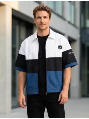 Premium-Herrenhemd ALTISPORT VOJ/ALM051KOS01 WEIß BLAU