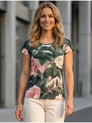 Damen Freizeitshirt Premium ALTISPORT VOJ/ALW097TR06 ROSA BLÜTEN