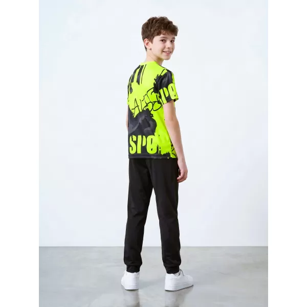 Funktionaler t -Shirt -Prämie von Kindern ALTISPORT VOJ/ALK076TR01 SCHWARZ/FLUO GELB 