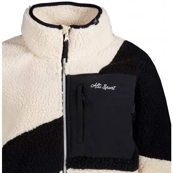  Fleece-Sweatshirt für Damen ALTISPORT GERI SCHWARZ/BEIGE 