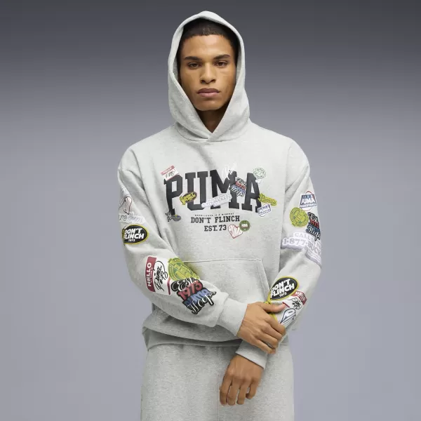  Herren-Sweatshirt PUMA HOOPERHOTLINE PULLOVER HOODIE 63282703 HELLGRAUES HEIDEKRAUT 