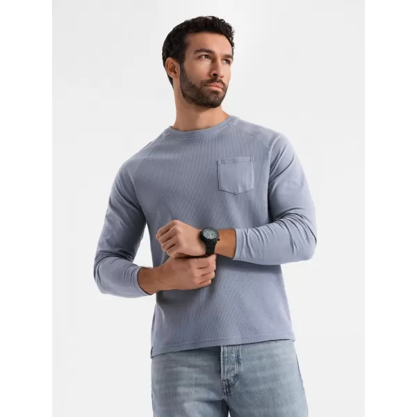  Herren-T-Shirt OMBRE OM-LSCL-0109 BLAUER DENIM 