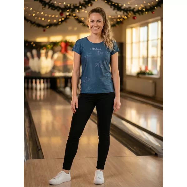  Premium-Weihnachts-T-Shirt für Damen ALTISPORT VOJ/ALWVN7TR06 BLAU 