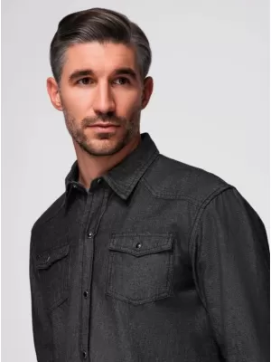 Herrenhemd OMBRE OM-SHDS-0210 SCHWARZ
