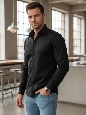 Herrenhemd DSTREET DX2538 SCHWARZ