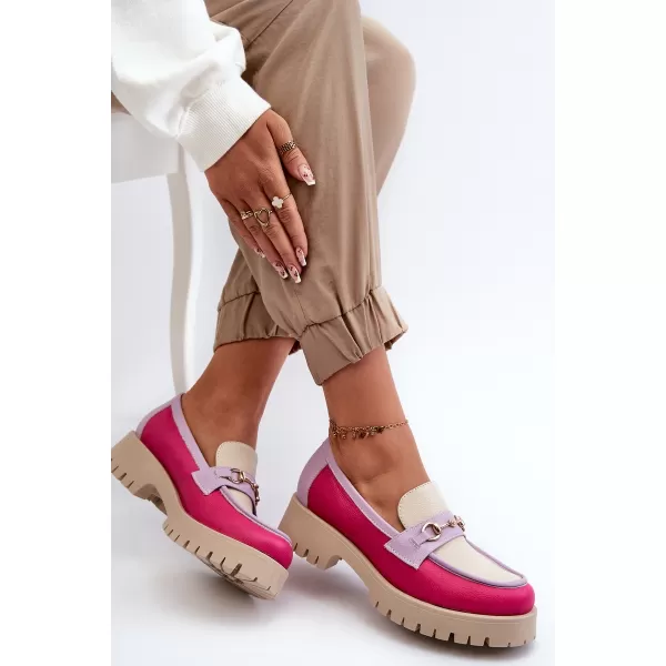  Damenmokassins ZAZOO 3475 BEIGE/FUCHSIA/FLIEDER 