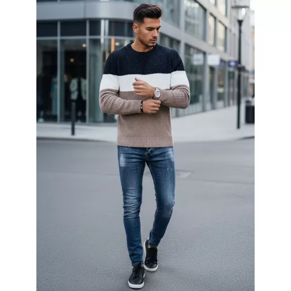  Herrenpullover DSTREET WX2321 BEIGE/DUNKELBLAU 