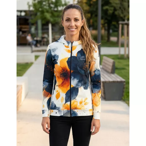  Hochwertiges Damen-Sweatshirt mit Reißverschluss ALTISPORT VOJ/ALW127MI02 SCHWARZ/ORANGE 