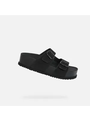 Damenhausschuhe GEOX SANDYBETT HIGH G012956 SCHWARZ