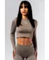 Nahtloses Crop-Top mit langen Ärmeln POWER 892 LIGHT BROWN ASH Nebbia