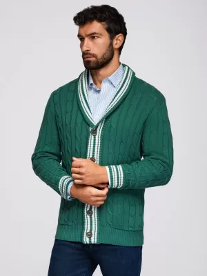Herren-Cardigan OMBRE OM-SWCD-0152 GRÜN
