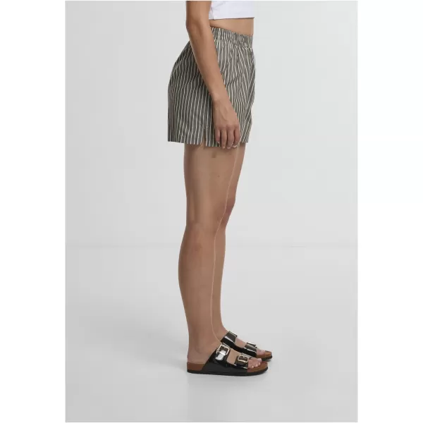  Damen-Shorts URBAN CLASSICS TB6845 OLIV/WEIß 