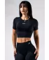 Nahtloses Crop-Top mit kurzen Ärmeln POWER 891 BLACK Nebbia