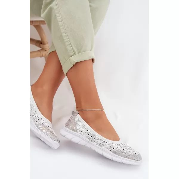  Ballerinas für Damen S.BARSKI GR61-5973 WEIß 