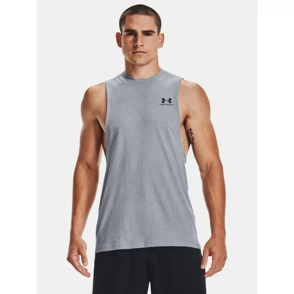  Herren-Tanktop UNDER ARMOUR LEFT CHEST CUT OFF TANK 1329286-035 GRAU 