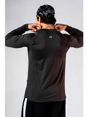 Nahtloses T-Shirt mit langen Ärmeln POWER 901 BLACK Nebbia