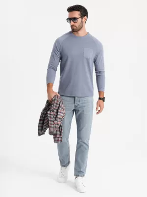 Herren-T-Shirt OMBRE OM-LSCL-0109 BLAUER DENIM