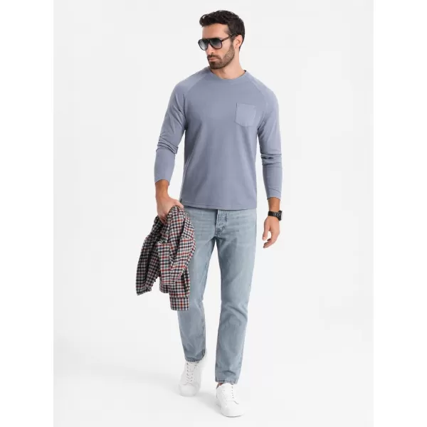  Herren-T-Shirt OMBRE OM-LSCL-0109 BLAUER DENIM 