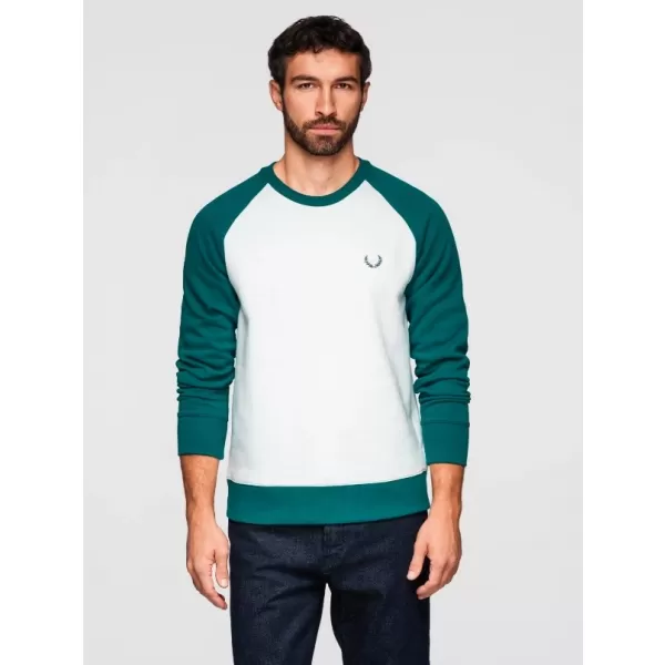  Herren-Sweatshirt OMBRE OM-SSNZ-0239 CREMEFARBEN UND DUNKELGRÜN 