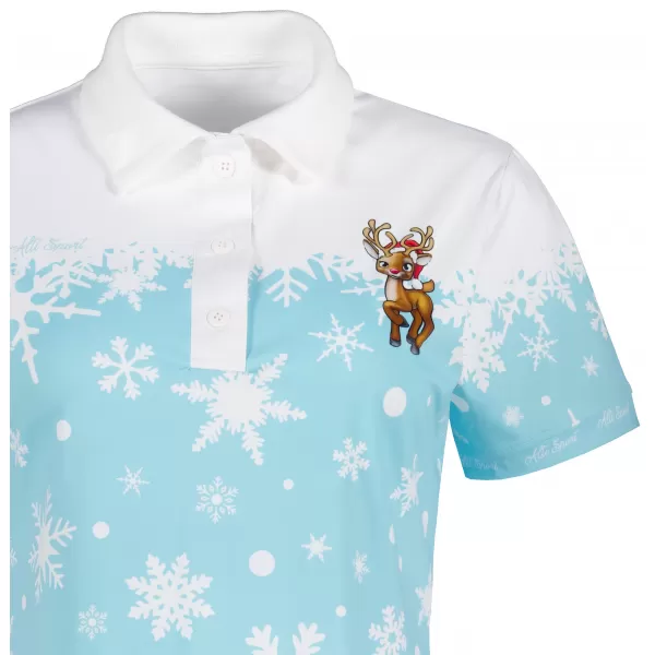  Damen-Weihnachts-T-Shirt mit Premium-Kragen ALTISPORT VOJ/ALWVN3TR05 BLAU 