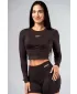 Nahtloses Crop-Top mit langen Ärmeln POWER 892 DARK BROWN Nebbia