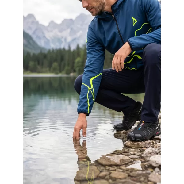  Premium-Softshelljacke für Herren ALTISPORT VOJ/ALM073JACK01 MARINEBLAU/NEONGELB 