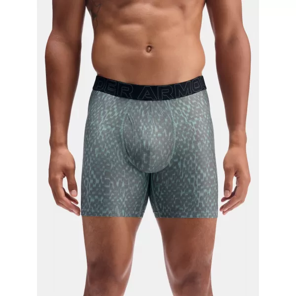  Herren-Boxershorts UNDER ARMOUR UA PERFORMANCE TECH - PRINT 6IN - 1PK 1383875-477 BLAU 