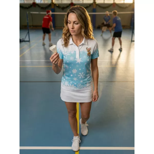  Damen-Weihnachts-T-Shirt mit Premium-Kragen ALTISPORT VOJ/ALWVN3TR05 BLAU 