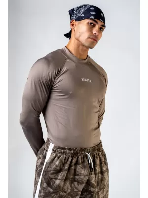 Nahtloses T-Shirt mit langen Ärmeln POWER 901 LIGHT BROWN ASH Nebbia