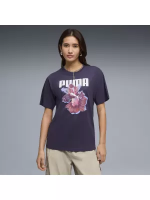 Damen-T-Shirt PUMA GRAPHICS RELAXED TEE BETTER 691908_64 TIEFE PFLAUME