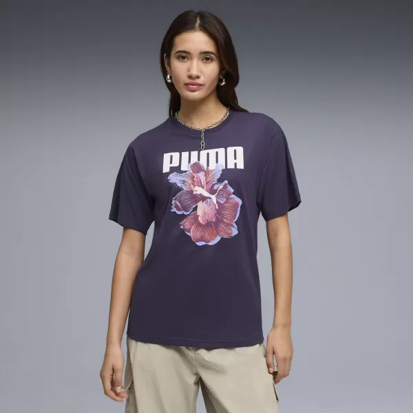  Damen-T-Shirt PUMA GRAPHICS RELAXED TEE BETTER 691908_64 TIEFE PFLAUME 