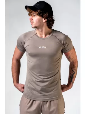 Nahtloses T-Shirt mit kurzen Ärmeln POWER 900 LIGHT BROWN ASH Nebbia