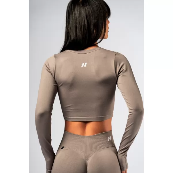  Nahtloses Crop-Top mit langen Ärmeln POWER 892 LIGHT BROWN ASH Nebbia 