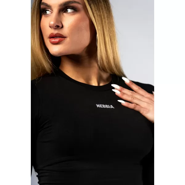  Nahtloses Crop-Top mit langen Ärmeln POWER 892 BLACK Nebbia 