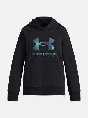 Sweatshirt für Mädchen UNDER ARMOUR UA RIVAL FLC SHIMMER HDY 6004118-005 SCHWARZ