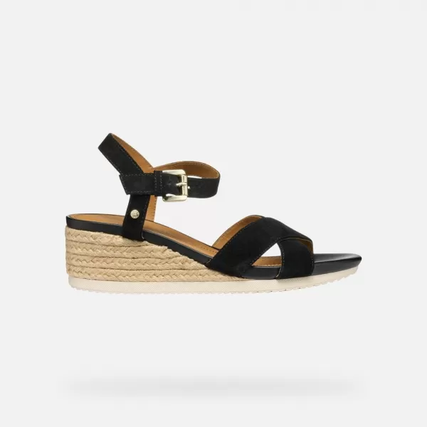  Damensandalen GEOX ISCHIA CORDA G000706 SCHWARZ 
