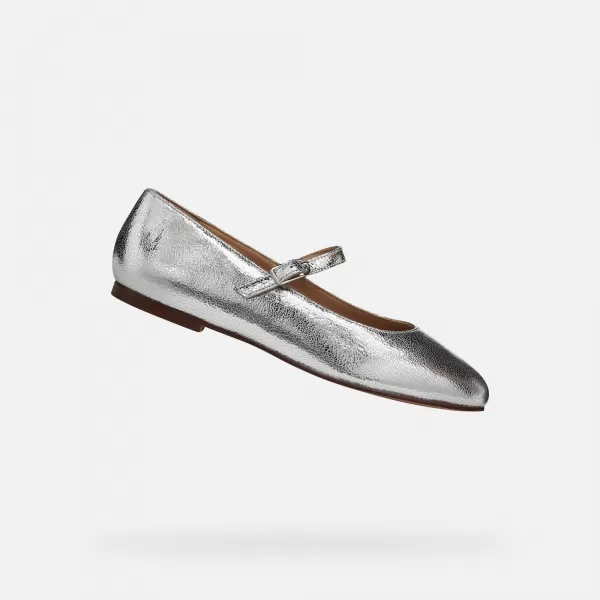  Ballerinas für Damen GEOX MARSILEA G013151 SILBER 