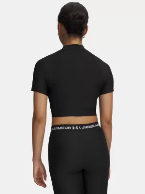 Damen-T-Shirt HEATGEAR CROP MOCK SS 6010006-008 SCHWARZ Under Armour