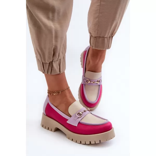  Damenmokassins ZAZOO 3475 BEIGE/FUCHSIA/FLIEDER 