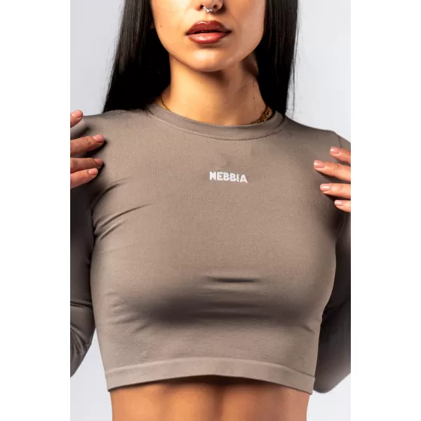  Nahtloses Crop-Top mit langen Ärmeln POWER 892 LIGHT BROWN ASH Nebbia 