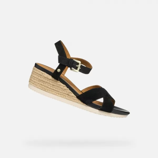  Damensandalen GEOX ISCHIA CORDA G000706 SCHWARZ 