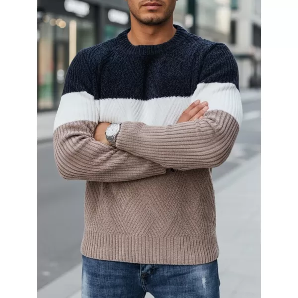  Herrenpullover DSTREET WX2321 BEIGE/DUNKELBLAU 