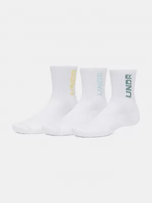 Socken UNDER ARMOUR UA 3-MAKER 3PK MID-CREW 1373084-106 WEIß