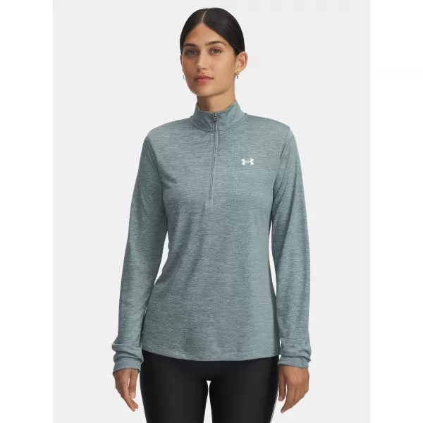  Damen-T-Shirt UNDER ARMOUR TECH 1/2 ZIP- TWIST 1384225-587 BLAU 