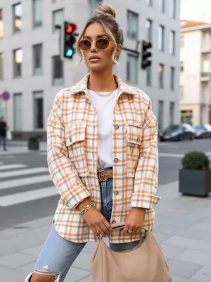 Damenhemd DSTREET DY0482 ORANGE/BRAUN