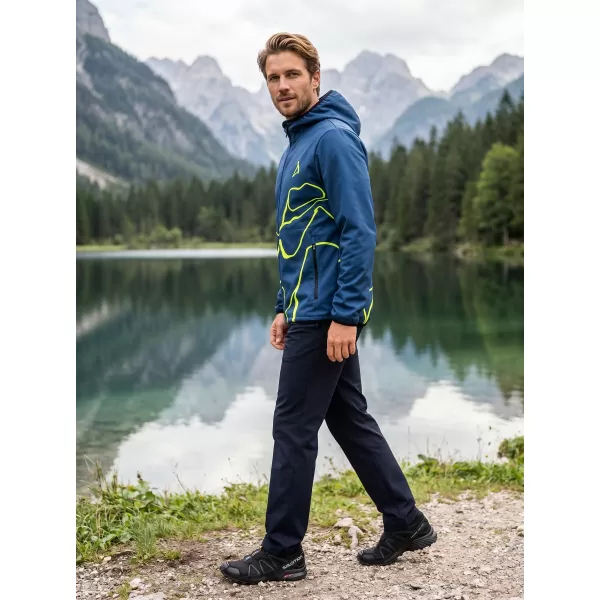 Premium-Softshelljacke für Herren ALTISPORT VOJ/ALM073JACK01 MARINEBLAU/NEONGELB 
